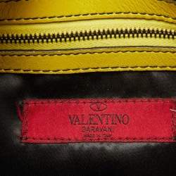 Pre Owned Valentino Yellow Leather Petale Rose Shoulder Bag