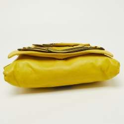 Pre Owned Valentino Yellow Leather Petale Rose Shoulder Bag