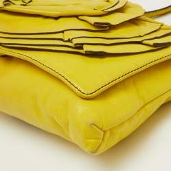 Pre Owned Valentino Yellow Leather Petale Rose Shoulder Bag