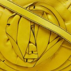 Pre Owned Valentino Yellow Leather Petale Rose Shoulder Bag