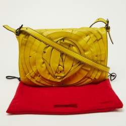 Pre Owned Valentino Yellow Leather Petale Rose Shoulder Bag