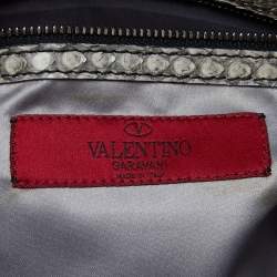 Pre Owned Valentino Grey/Gold Python Crystal Embellished Catch Tote