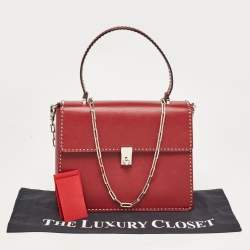 Pre Owned Valentino Red Leather Rockstud Top Handle Bag