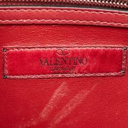 Pre Owned Valentino Red Leather Rockstud Top Handle Bag
