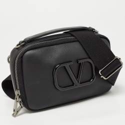 Pre Owned Valentino Black Leather VSling Crossbody Bag