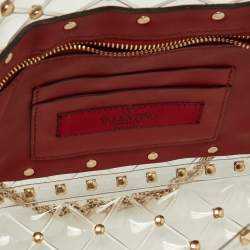 Pre Owned Valentino Transparent /Red PVC Medium Rockstud Spike Top Handle Bag