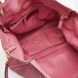 Pre Owned Valentino Pink Leather Studded Zip Tote