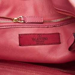 Pre Owned Valentino Pink Leather Studded Zip Tote
