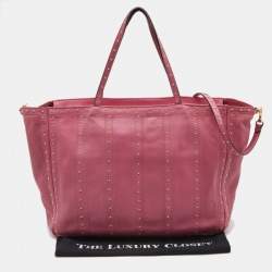 Pre Owned Valentino Pink Leather Studded Zip Tote