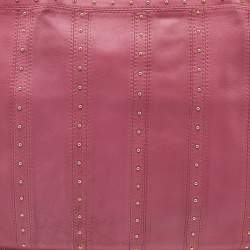 Pre Owned Valentino Pink Leather Studded Zip Tote