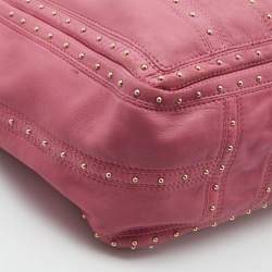 Pre Owned Valentino Pink Leather Studded Zip Tote