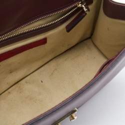 Pre Owned Valentino Burgundy Leather Medium Rockstud Glam Lock Flap Bag