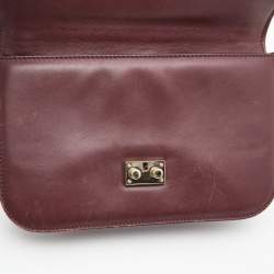 Pre Owned Valentino Burgundy Leather Medium Rockstud Glam Lock Flap Bag