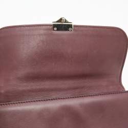 Pre Owned Valentino Burgundy Leather Medium Rockstud Glam Lock Flap Bag