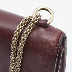 Pre Owned Valentino Burgundy Leather Medium Rockstud Glam Lock Flap Bag
