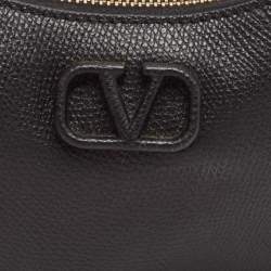 Pre Owned Valentino Black Leather Mini VLogo Hobo