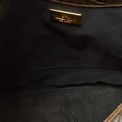 Pre Owned Valentino Olive Green Croc Embossed Leather Hobo