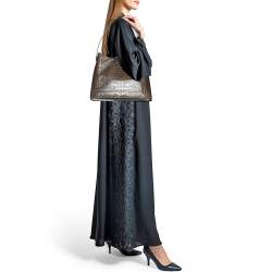 Pre Owned Valentino Olive Green Croc Embossed Leather Hobo