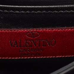 Pre Owned Valentino Black Leather and Suede Embroidery Va Va Voom Chain Shoulder Bag