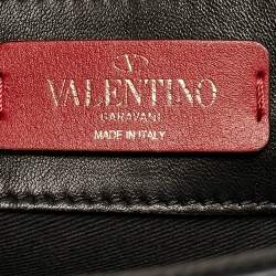 Pre Owned Valentino Black Quilted Leather Medium Candystud Top Handle Bag