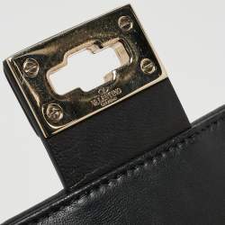 Pre Owned Valentino Black Quilted Leather Medium Candystud Top Handle Bag