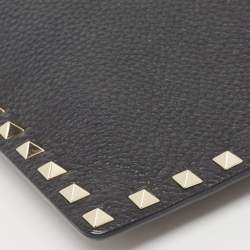 Pre Owned Valentino Black Leather Rockstud Envelope Pouch