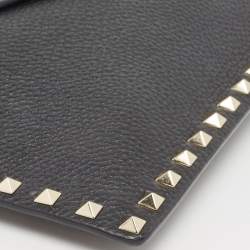 Pre Owned Valentino Black Leather Rockstud Envelope Pouch