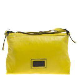 Pre Owned Valentino Fluorescent Yellow Leather Petale Shoulder Bag