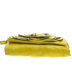 Pre Owned Valentino Fluorescent Yellow Leather Petale Shoulder Bag