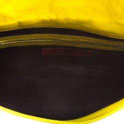 Pre Owned Valentino Fluorescent Yellow Leather Petale Shoulder Bag