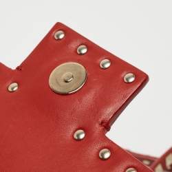 Pre Owned Valentino Red Leather Rockstud Buckled Crossbody Bag