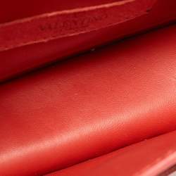 Pre Owned Valentino Red Leather Rockstud Buckled Crossbody Bag