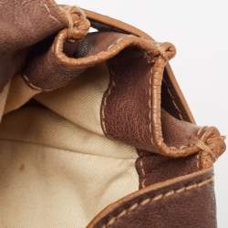 مملوكة مسبقًا Valentino Brown Leather Catch Satchel