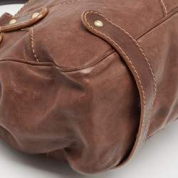 مملوكة مسبقًا Valentino Brown Leather Catch Satchel