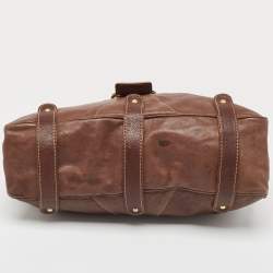 مملوكة مسبقًا Valentino Brown Leather Catch Satchel