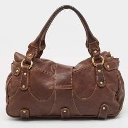 مملوكة مسبقًا Valentino Brown Leather Catch Satchel
