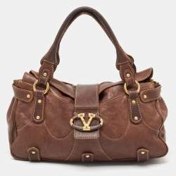 مملوكة مسبقًا Valentino Brown Leather Catch Satchel
