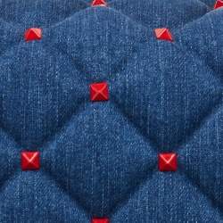 Pre Owned Valentino Blue/Red Denim and Leather Candystud Top Handle Bag