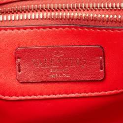Pre Owned Valentino Blue/Red Denim and Leather Candystud Top Handle Bag