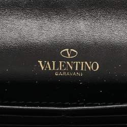 Pre Owned Valentino Light Blue Leather Roman Stud Flap Continental Wallet