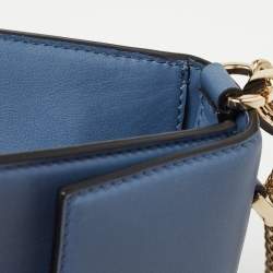 Pre Owned Valentino Light Blue Leather Small Jewel Embellished VSling Top Handle Bag