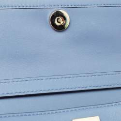 Pre Owned Valentino Light Blue Leather Small Jewel Embellished VSling Top Handle Bag