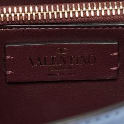 Pre Owned Valentino Light Blue Leather Small Jewel Embellished VSling Top Handle Bag
