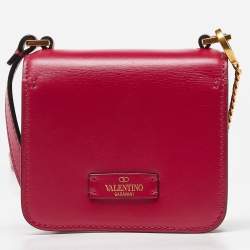 Pre Owned Valentino Pink Leather VSling Crossbody Bag