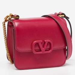 Pre Owned Valentino Pink Leather VSling Crossbody Bag