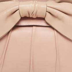 Pre Owned Valentino Light Pink/Beige Leather Aphrodite Bow Top Handle Bag