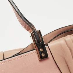 Pre Owned Valentino Light Pink/Beige Leather Aphrodite Bow Top Handle Bag