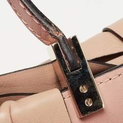 Pre Owned Valentino Light Pink/Beige Leather Aphrodite Bow Top Handle Bag