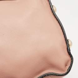 Pre Owned Valentino Light Pink/Beige Leather Aphrodite Bow Top Handle Bag