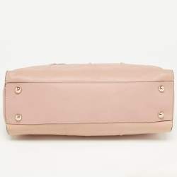 Pre Owned Valentino Light Pink/Beige Leather Aphrodite Bow Top Handle Bag